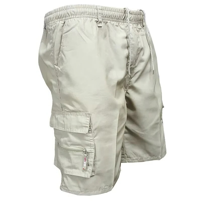 Relaxed Fit Cargo Shorts with Deep Pockets and Cotton Blend Fabric for Men