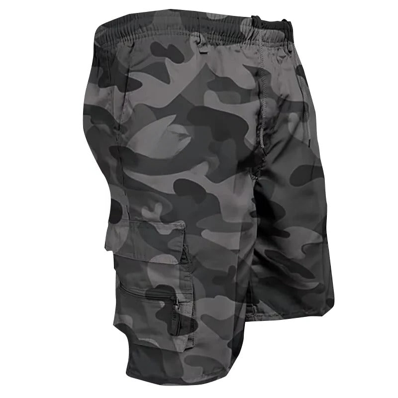 Relaxed Fit Cargo Shorts with Deep Pockets and Cotton Blend Fabric for Men
