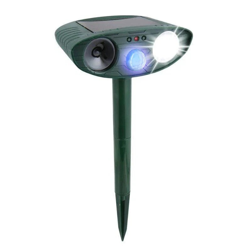 Motion Activated Garden Repeller with Ultrasonic Sound and Flashing Lights, Solar Powered