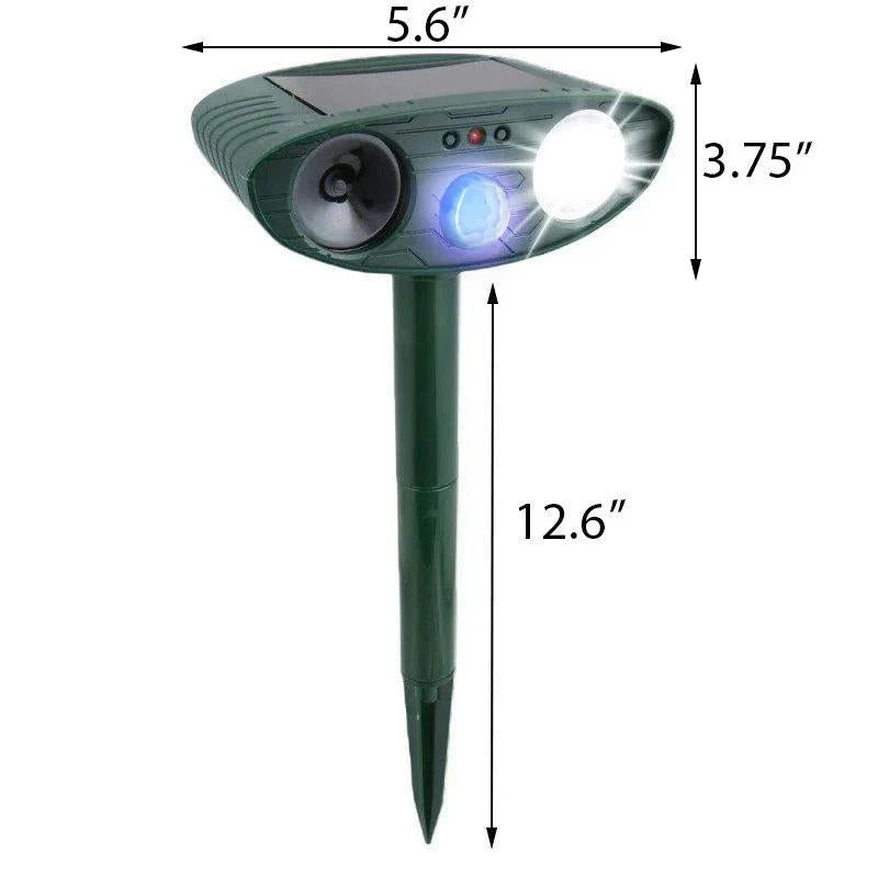 Motion Activated Garden Repeller with Ultrasonic Sound and Flashing Lights, Solar Powered