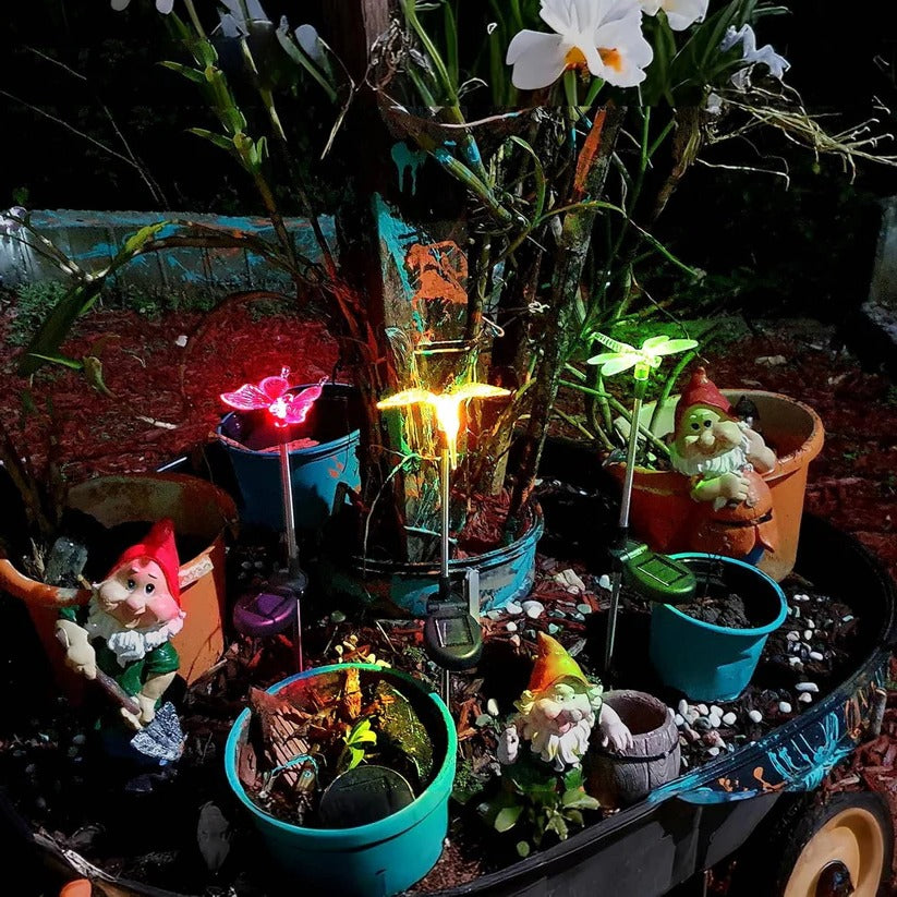 Solar Crystal Figurine Lights with Color Changing LED and Auto Dusk Sensor, 6-Piece Set