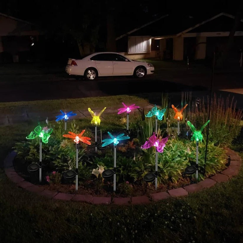 Solar Crystal Figurine Lights with Color Changing LED and Auto Dusk Sensor, 6-Piece Set