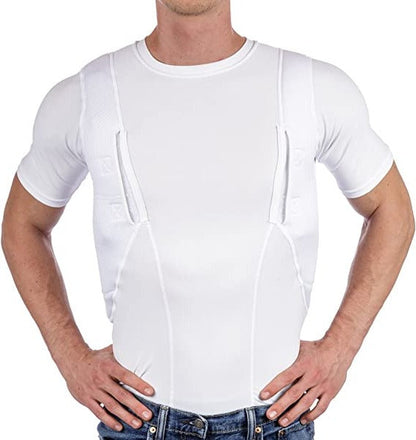 Concealed Carry Compression Shirt with Dual Holster Pockets and Moisture-Wicking Fabric