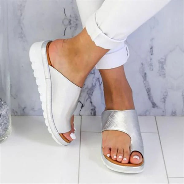 Cushioned Slip-On Sandals with Arch Support and Curved Sole Design