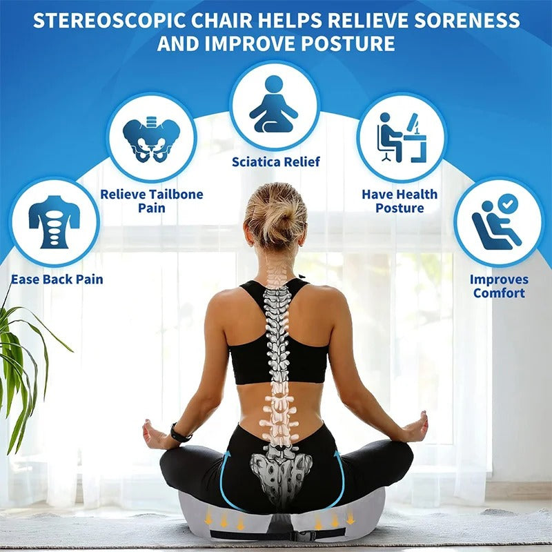 Ergonomic Seat Cushion with Memory Foam and Adjustable Straps for Office, Car, Wheelchair