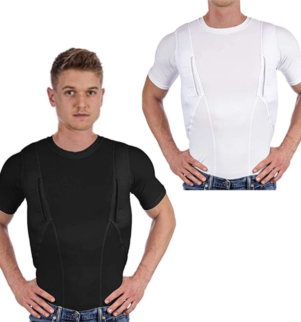 Concealed Carry Compression Shirt with Dual Holster Pockets and Moisture-Wicking Fabric