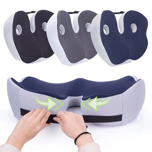 Ergonomic Seat Cushion with Memory Foam and Adjustable Straps for Office, Car, Wheelchair