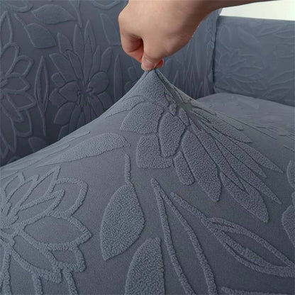 Jacquard Sofa Cover with Sunflower Print and Elastic Skirt, Machine Washable
