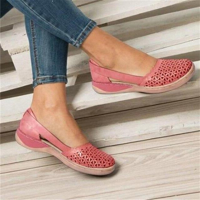Women's Moccasin Flats with Crossover Toe Design and Wider Toe Box for Bunions