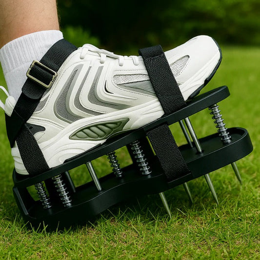 Lawn Aerator Shoes with Metal Spikes and Adjustable Straps for Grass Care