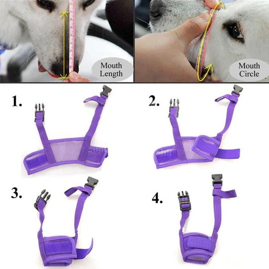 Dog Muzzle with Adjustable Strap and Open Mesh Design, Five Sizes
