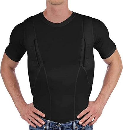 Concealed Carry Compression Shirt with Dual Holster Pockets and Moisture-Wicking Fabric