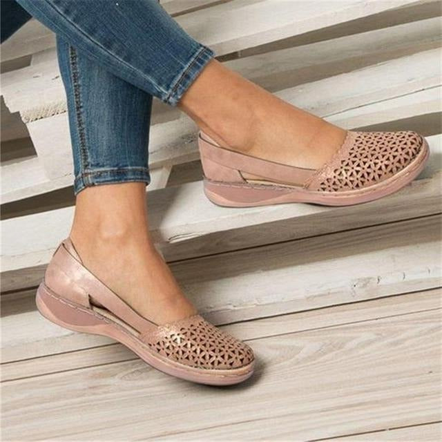 Women's Moccasin Flats with Crossover Toe Design and Wider Toe Box for Bunions