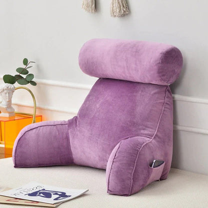 Bed Rest Pillow with Dual Armrests and Foam Support, Machine Washable