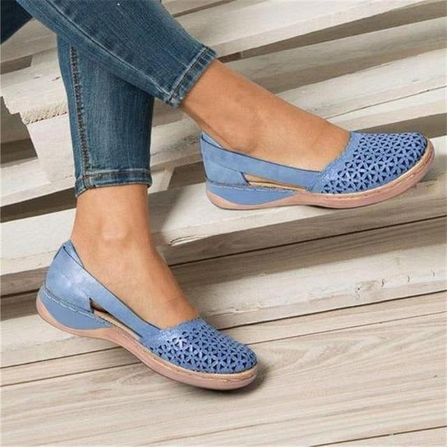 Women's Moccasin Flats with Crossover Toe Design and Wider Toe Box for Bunions