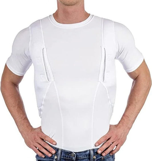 Concealed Carry Compression Shirt with Dual Holster Pockets and Moisture-Wicking Fabric