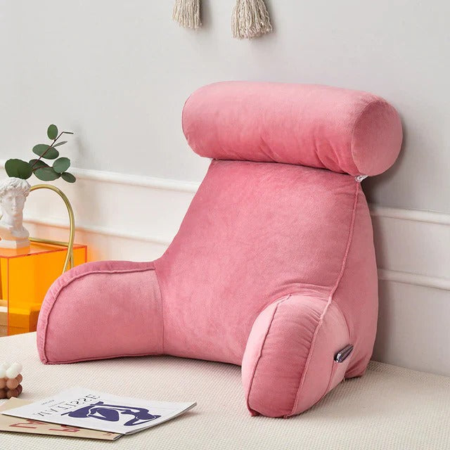 Bed Rest Pillow with Dual Armrests and Foam Support, Machine Washable