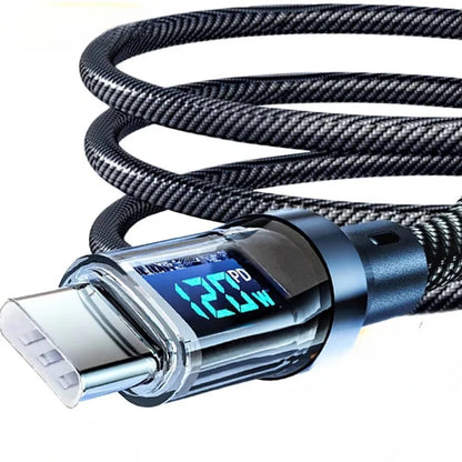 120 Watt Fast Charging Cable with LED Display and Reversible Connector