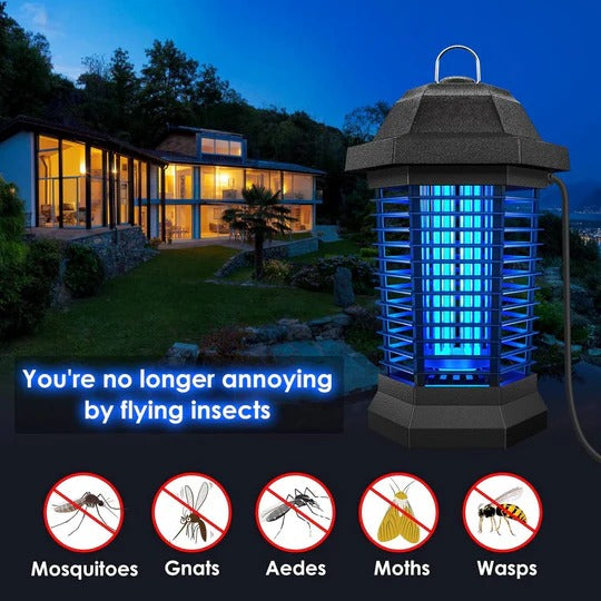 Flying Insect Zapper with Ultraviolet Light and High Voltage Grid
