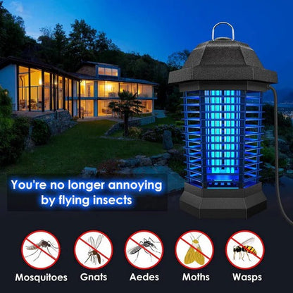 Flying Insect Zapper with Ultraviolet Light and High Voltage Grid