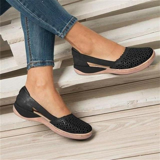 Women's Moccasin Flats with Crossover Toe Design and Wider Toe Box for Bunions