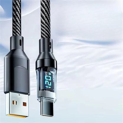 120 Watt Fast Charging Cable with LED Display and Reversible Connector