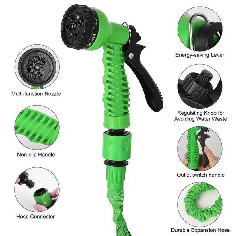 Lightweight Expandable Garden Hose Set with Multifunctional Spray Nozzle