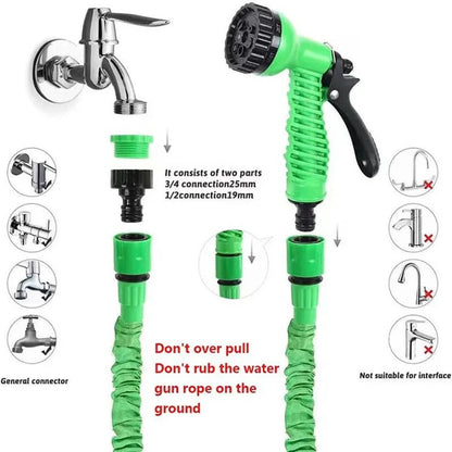 Lightweight Expandable Garden Hose Set with Multifunctional Spray Nozzle
