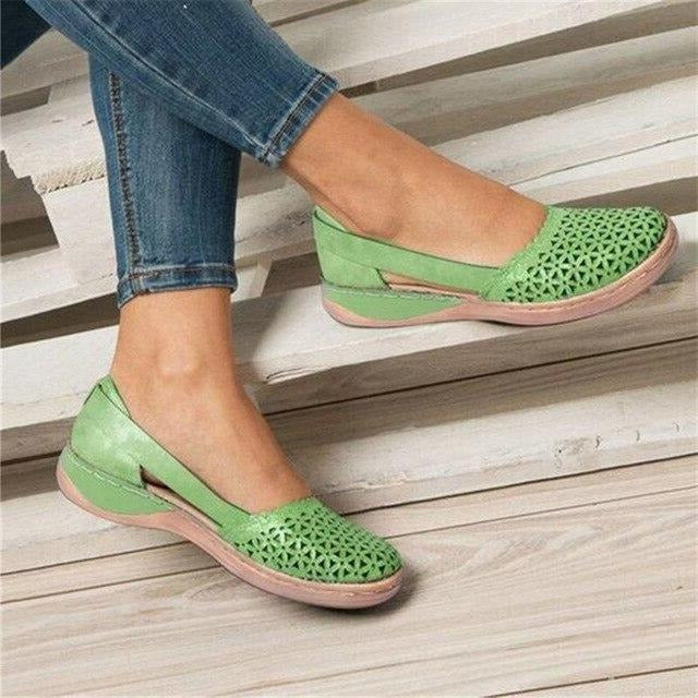 Women's Moccasin Flats with Crossover Toe Design and Wider Toe Box for Bunions