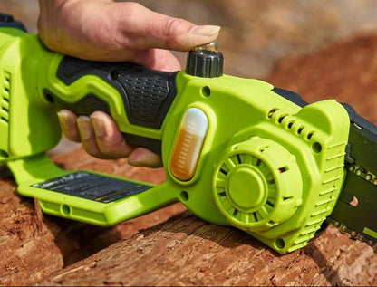 Cordless Mini Chainsaw with Dual Interchangeable Bars and Dual Batteries, 60-Minute Runtime