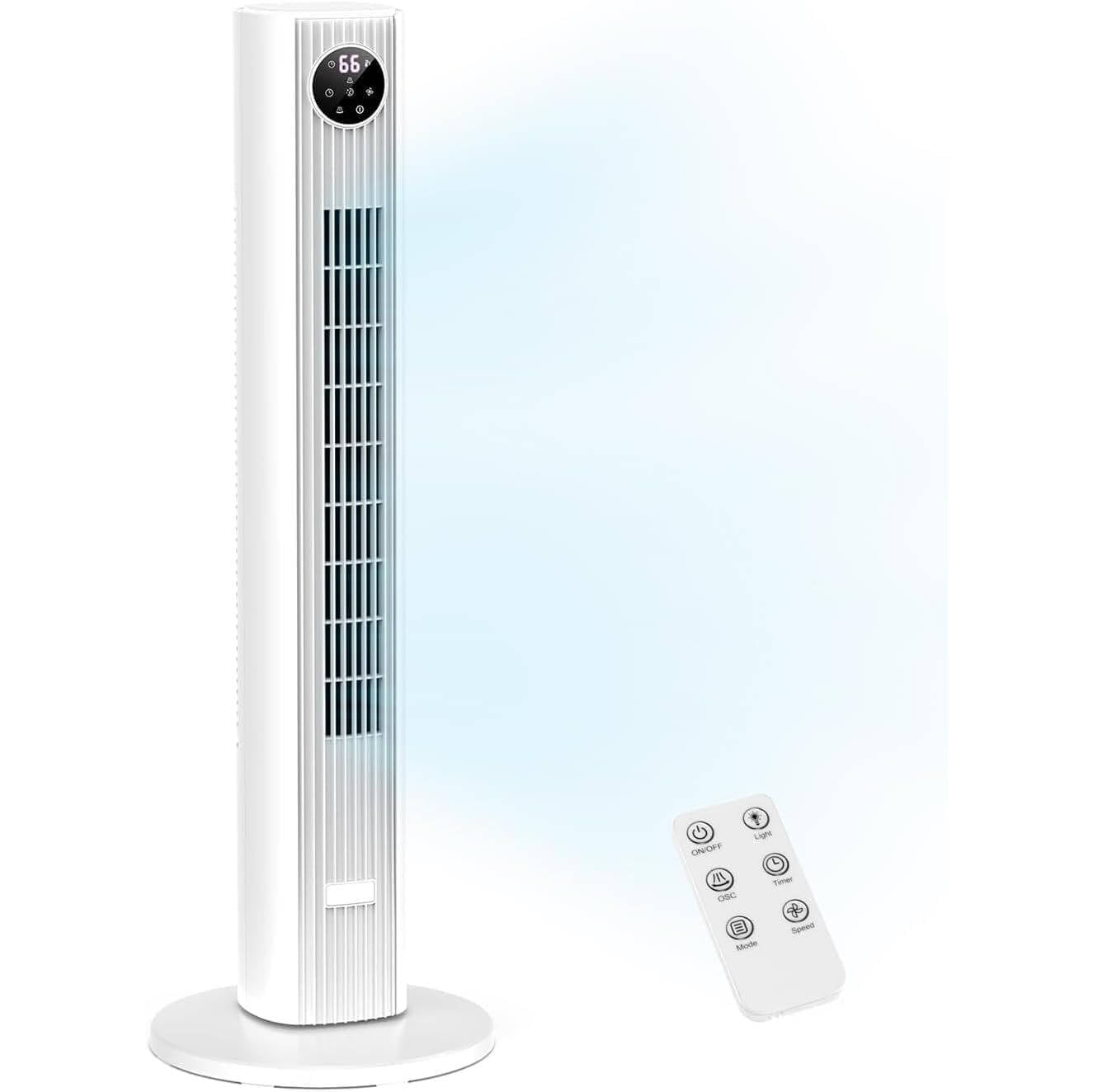 Oscillating Tower Fan with 90-Degree Sweep and Remote Control, 4-Speed Modes