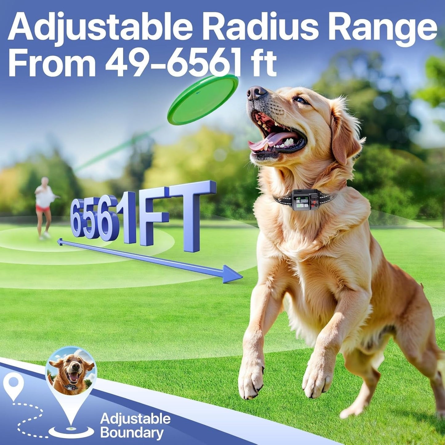 GPS Pet Containment Collar with Positioning Tracking and Vibration Modes