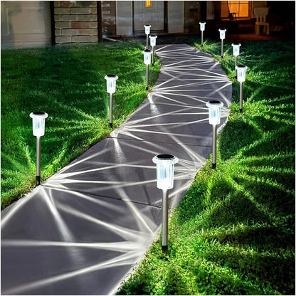 Solar Pathway Lights with Automatic Dusk Sensor and Diamond Acrylic Lens, Set of 10