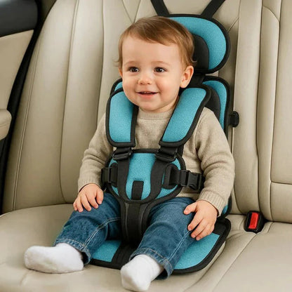 Foldable Child Travel Seat with Five Point Harness and Padded Comfort, Ages 1-14
