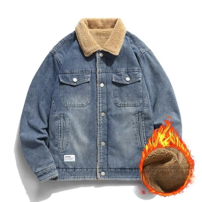 Men’s Insulated Denim Jacket with Relaxed Fit and Fleece Lining
