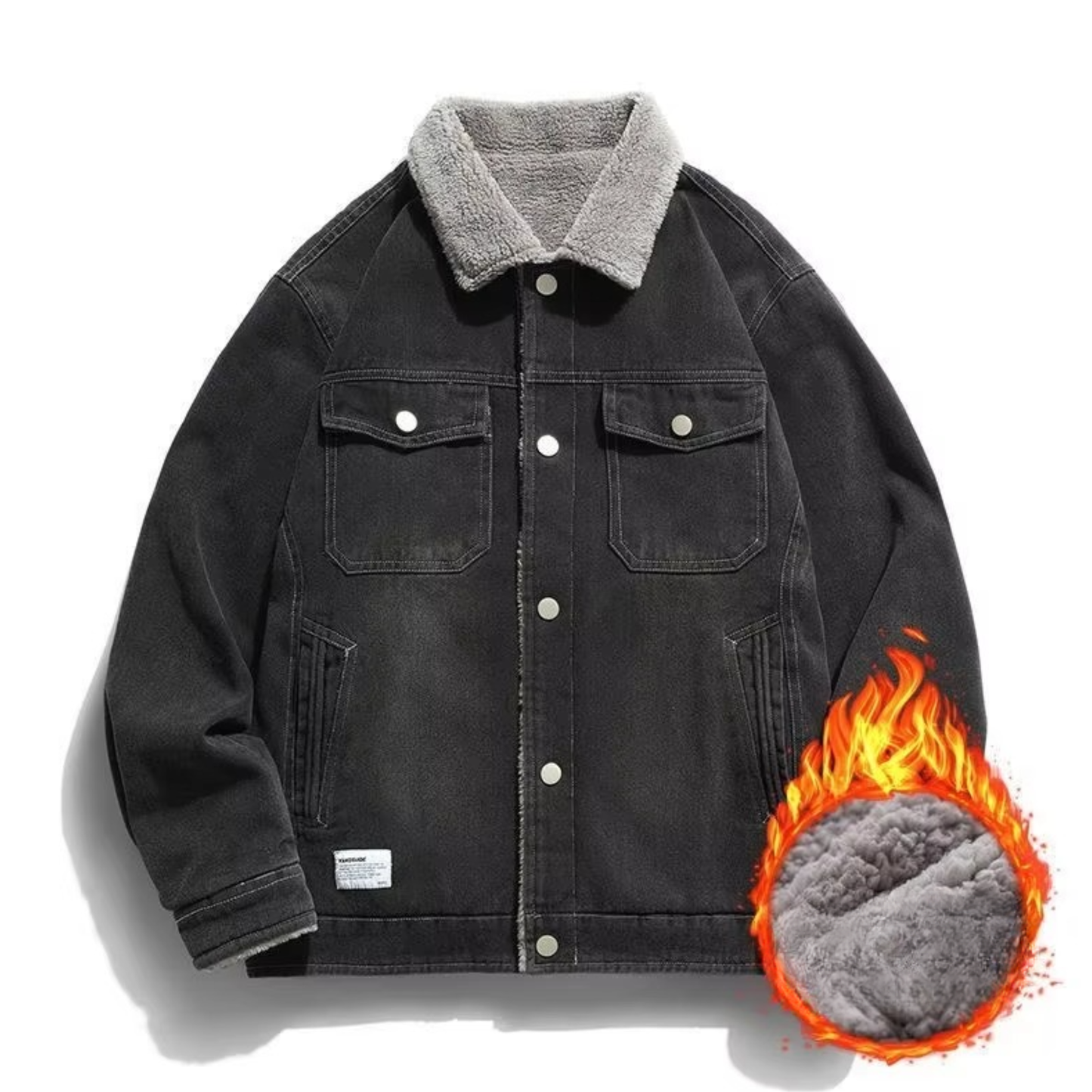 Men’s Insulated Denim Jacket with Relaxed Fit and Fleece Lining