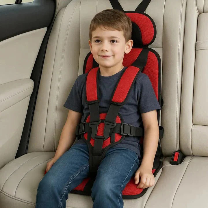 Foldable Child Travel Seat with Five Point Harness and Padded Comfort, Ages 1-14