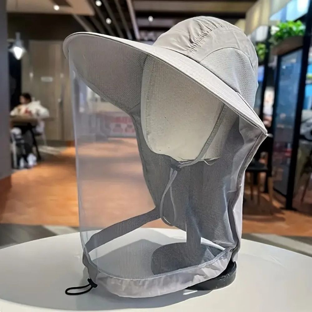 Wide Brim Outdoor Hat with Detachable Face Mask and Mesh Ventilation